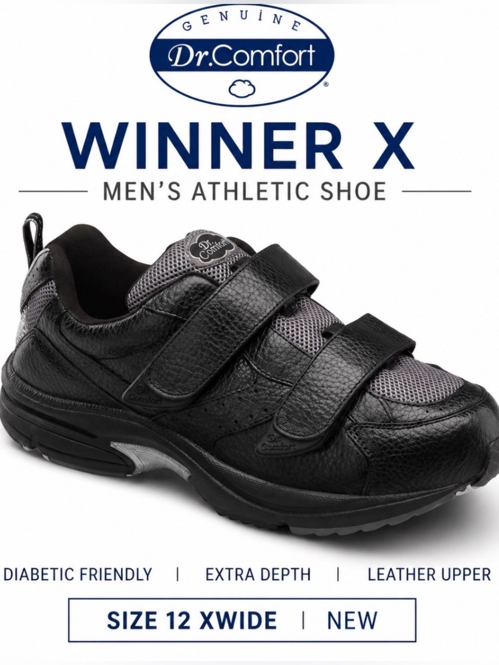 DR. COMFORT WINNER X MEN'S ATHLETIC DIABETIC SHOES SIZE 12 X-WIDE
